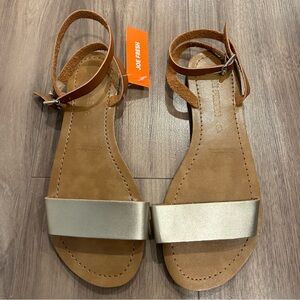 Joe Fresh Flat Gold and Brown Sandals
